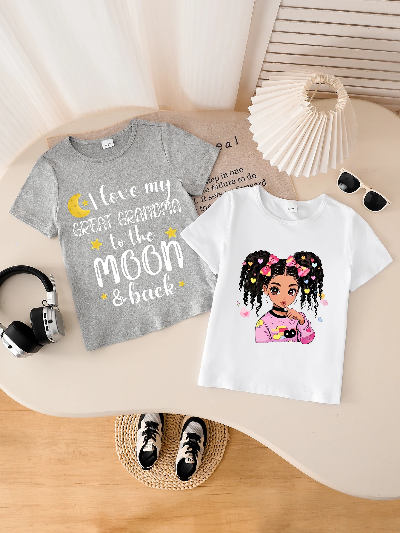 Summer two pieces for girls loose and comfortable gray letters white beautiful girl print T-shirt
Summer two pieces for girls loose and comfortable gray letters white beautiful girl print T-shirt