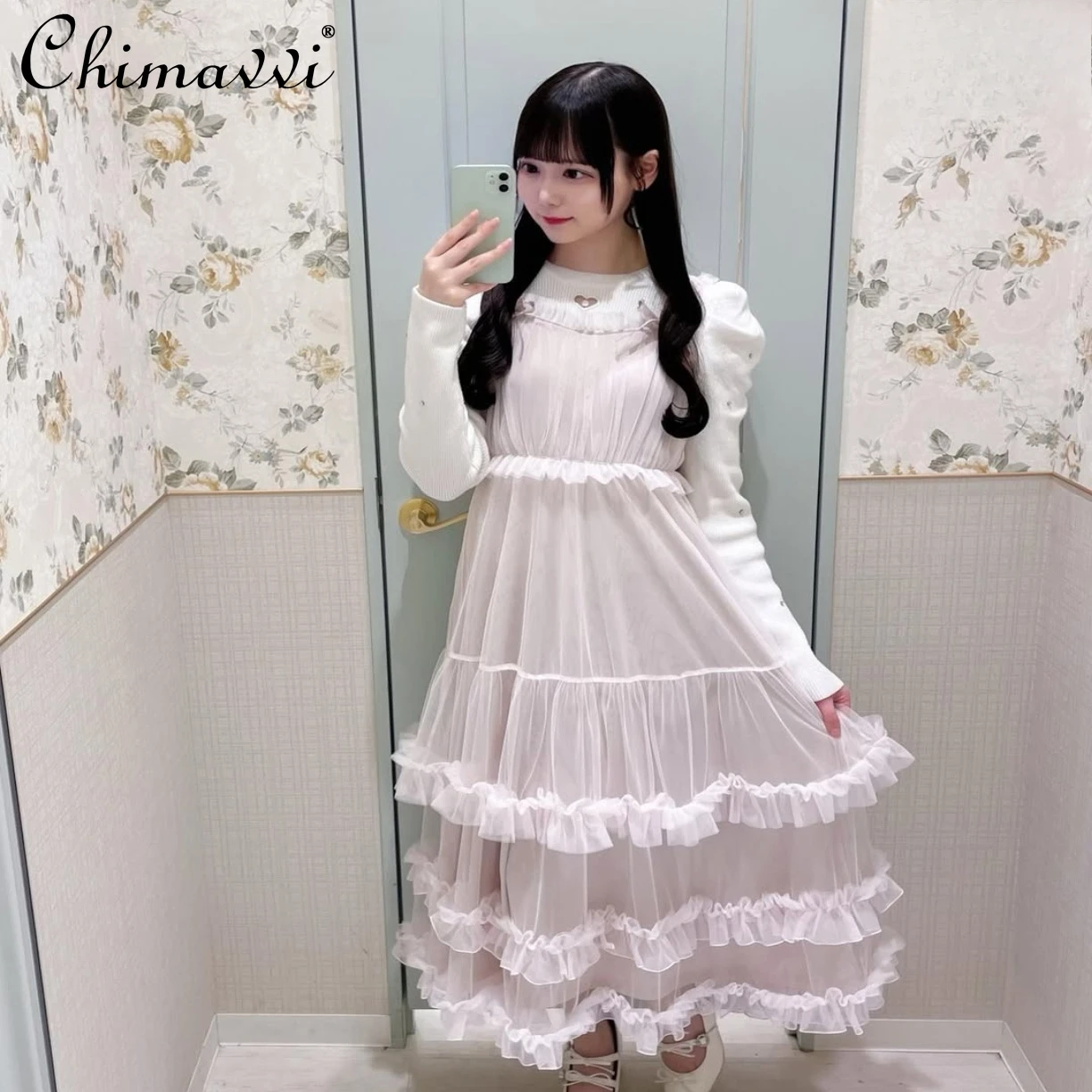 Japanese Sweet Girl Elegant Layered Suspender Gauze Dress Spring Summer New Cute Bow High Waist Kawaii Princess Fairy Long Dress
Japanese Sweet Girl Elegant Layered Suspender Gauze Dress Spring Summer New Cute Bow High Waist Kawaii Princess Fairy Long Dress