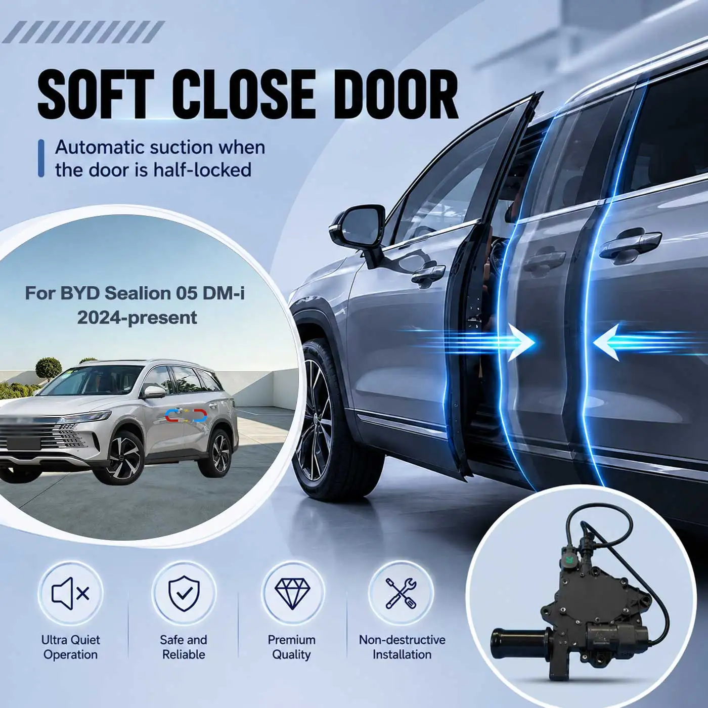 For BYD Sealion 05 DM-i 2024-present Electric Soft Close Door Auto Pull-In Suction Lock Intelligent Silent Closer Kit
For BYD Sealion 05 DM-i 2024-present Electric Soft Close Door Auto Pull-In Suction Lock Intelligent Silent Closer Kit