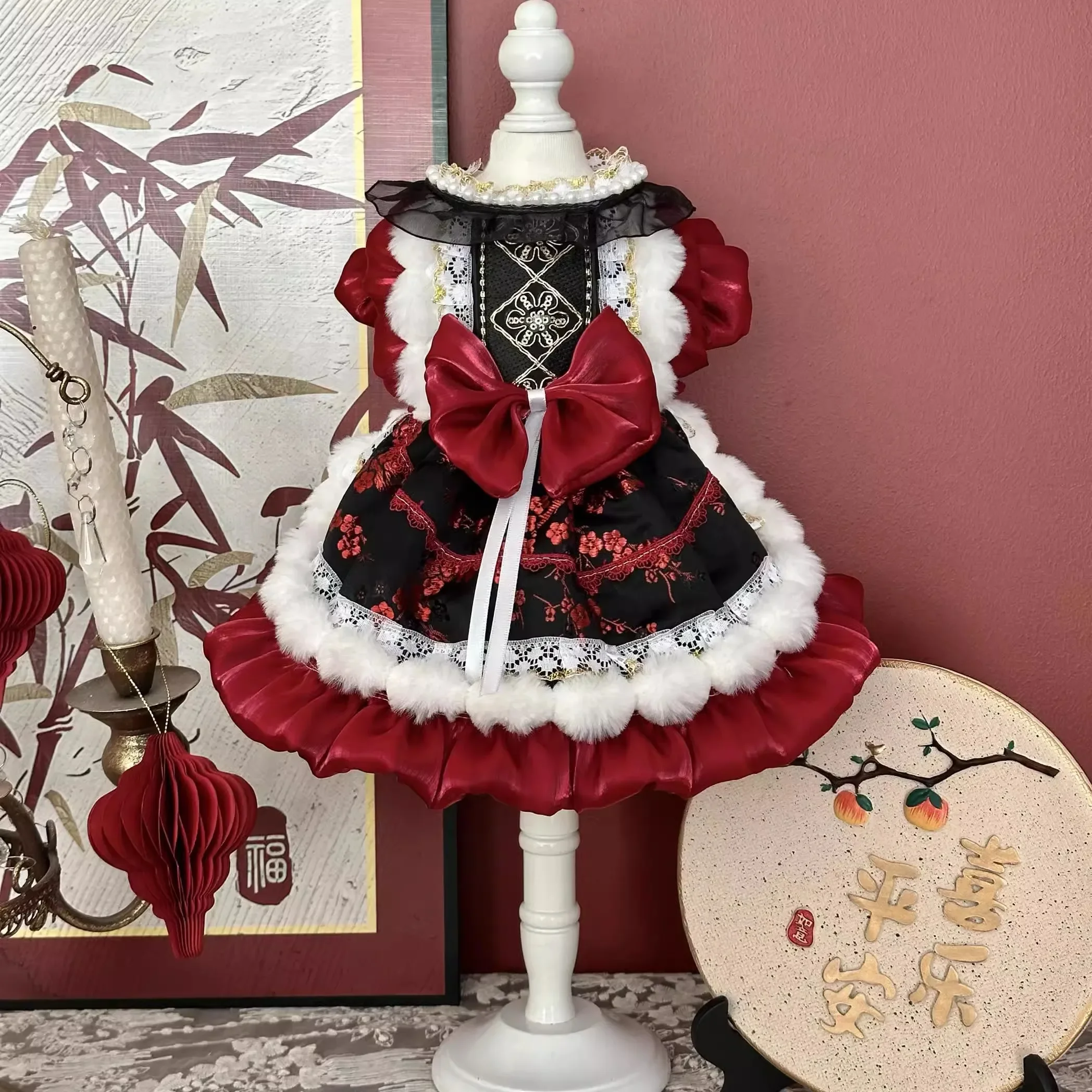 Trendy Black Red Satin embroidery Pet Dog Clothes Luxury Handmade Bow Princess Dresses For Small Medium Dog Chihuahua Puppy Coat
Trendy Black Red Satin embroidery Pet Dog Clothes Luxury Handmade Bow Princess Dresses For Small Medium Dog Chihuahua Puppy Coat