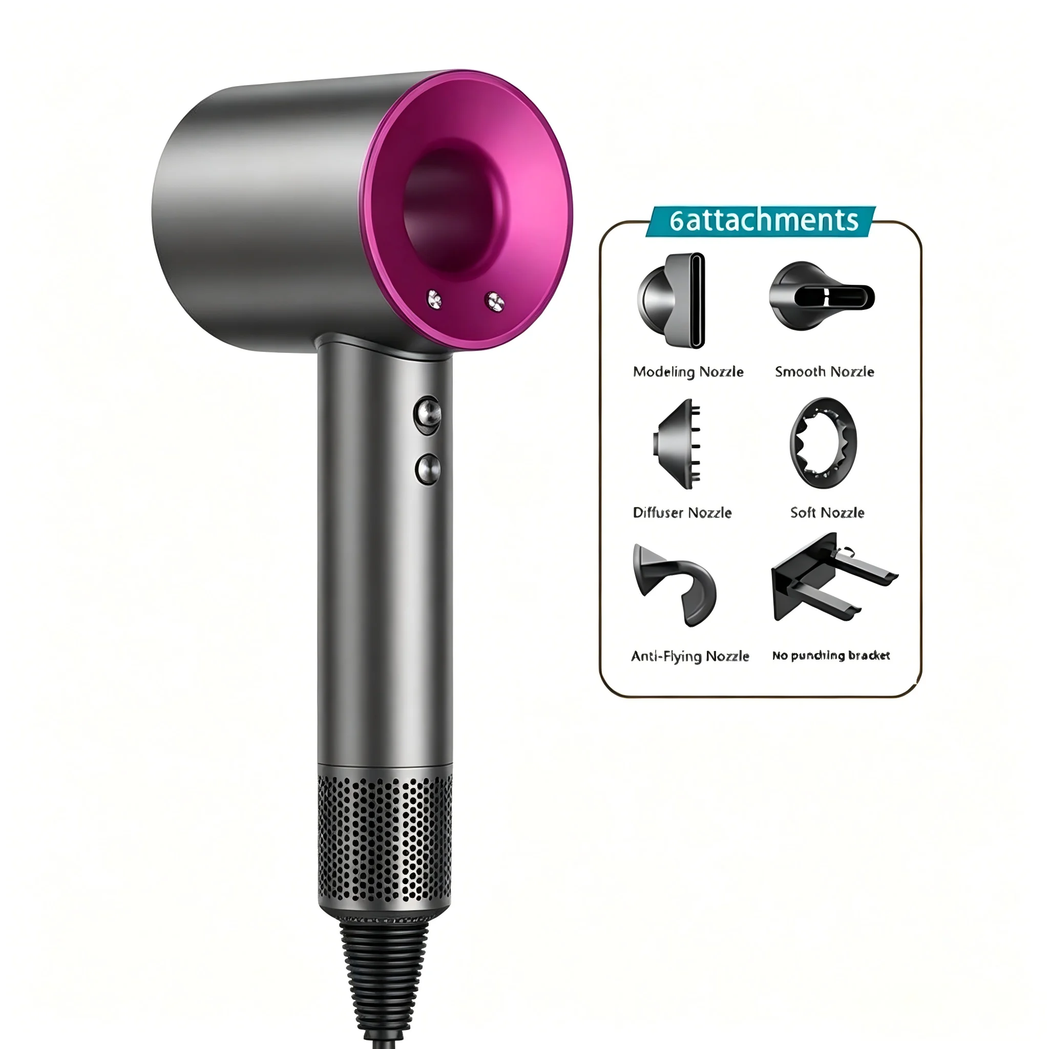 High-Speed Negative Ions Hair Dryer, Upgraded Model, Quiet, High Airflow, Constant Temp, Lightweight, Multi Nozzles in Gift Box
High-Speed Negative Ions Hair Dryer, Upgraded Model, Quiet, High Airflow, Constant Temp, Lightweight, Multi Nozzles in Gift Box