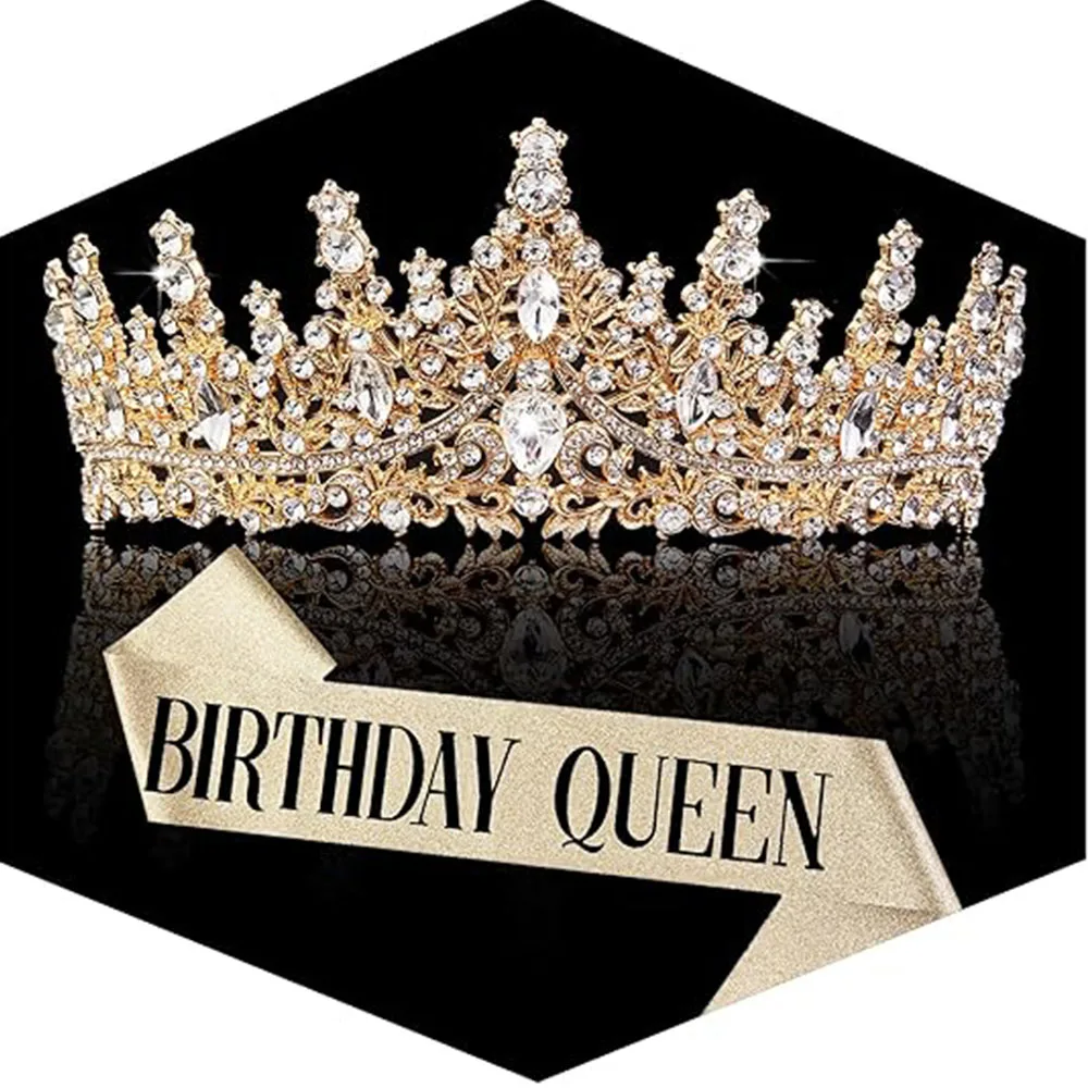 Gold Crown for Women Crystal Queen Tiaras Sash Rhinestone Queen Crowns Hair Accessories Birthday Prom Pageant Party
Gold Crown for Women Crystal Queen Tiaras Sash Rhinestone Queen Crowns Hair Accessories Birthday Prom Pageant Party