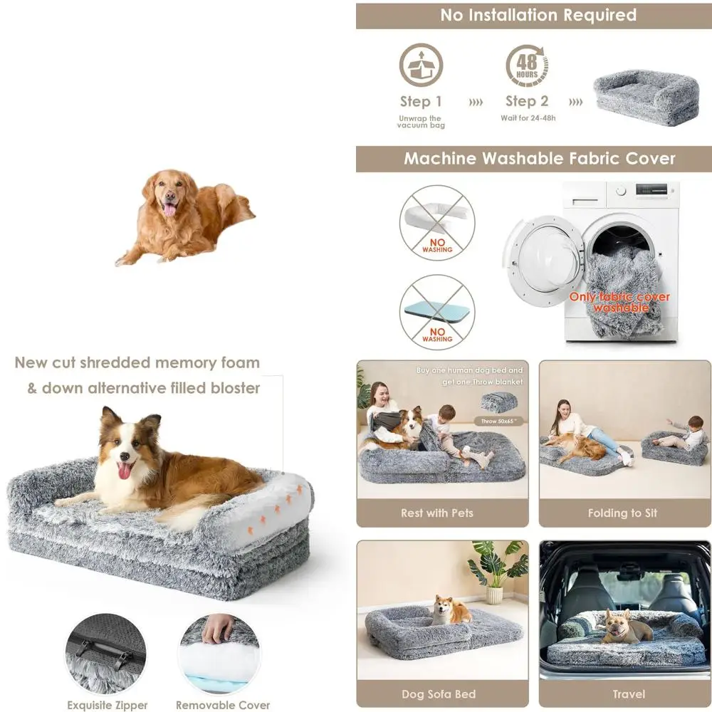 Large Orthopedic Memory Foam Dog Bed, 54x38x7.5 Faux Fur, Washable & Non-Slip, Grey
Large Orthopedic Memory Foam Dog Bed, 54x38x7.5 Faux Fur, Washable & Non-Slip, Grey