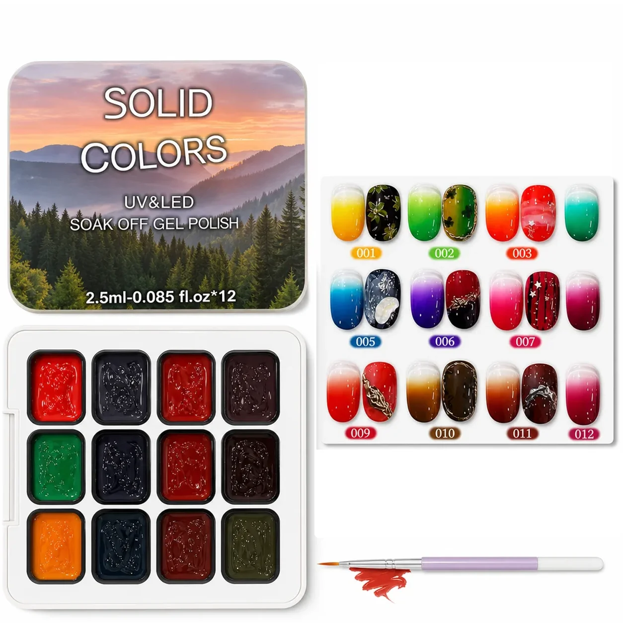 12 Colors Solid Gel Nail Polish Set, UV LED Soak Off Painting Gel, Highly Pigmented Nail Art Gel Kit for Gradient, Drawing & DIY
12 Colors Solid Gel Nail Polish Set, UV LED Soak Off Painting Gel, Highly Pigmented Nail Art Gel Kit for Gradient, Drawing & DIY