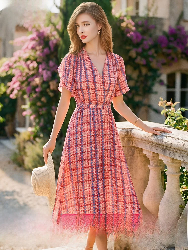 Pink Floral Print Dress Women's Short Sleeve Summer Young Style Age Reduction Super Fairy Waist Cinch V-Neck Holiday Skirt
Pink Floral Print Dress Women's Short Sleeve Summer Young Style Age Reduction Super Fairy Waist Cinch V-Neck Holiday Skirt