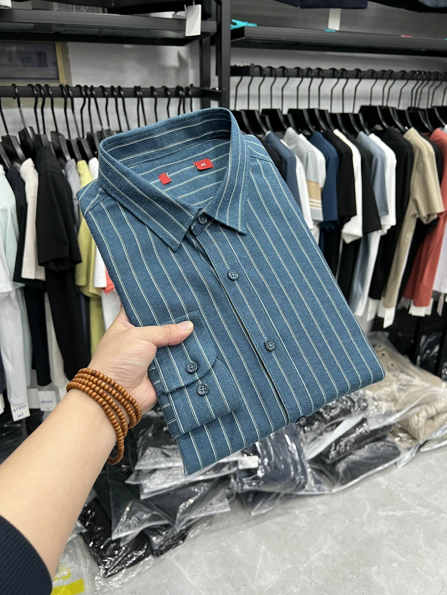 Dujia Casual Long Sve irt Men's Commuter Workwear Base Layer Stripe Pattern Spring Faion Versatile Stand Fit
Dujia Casual Long Sve irt Men's Commuter Workwear Base Layer Stripe Pattern Spring Faion Versatile Stand Fit