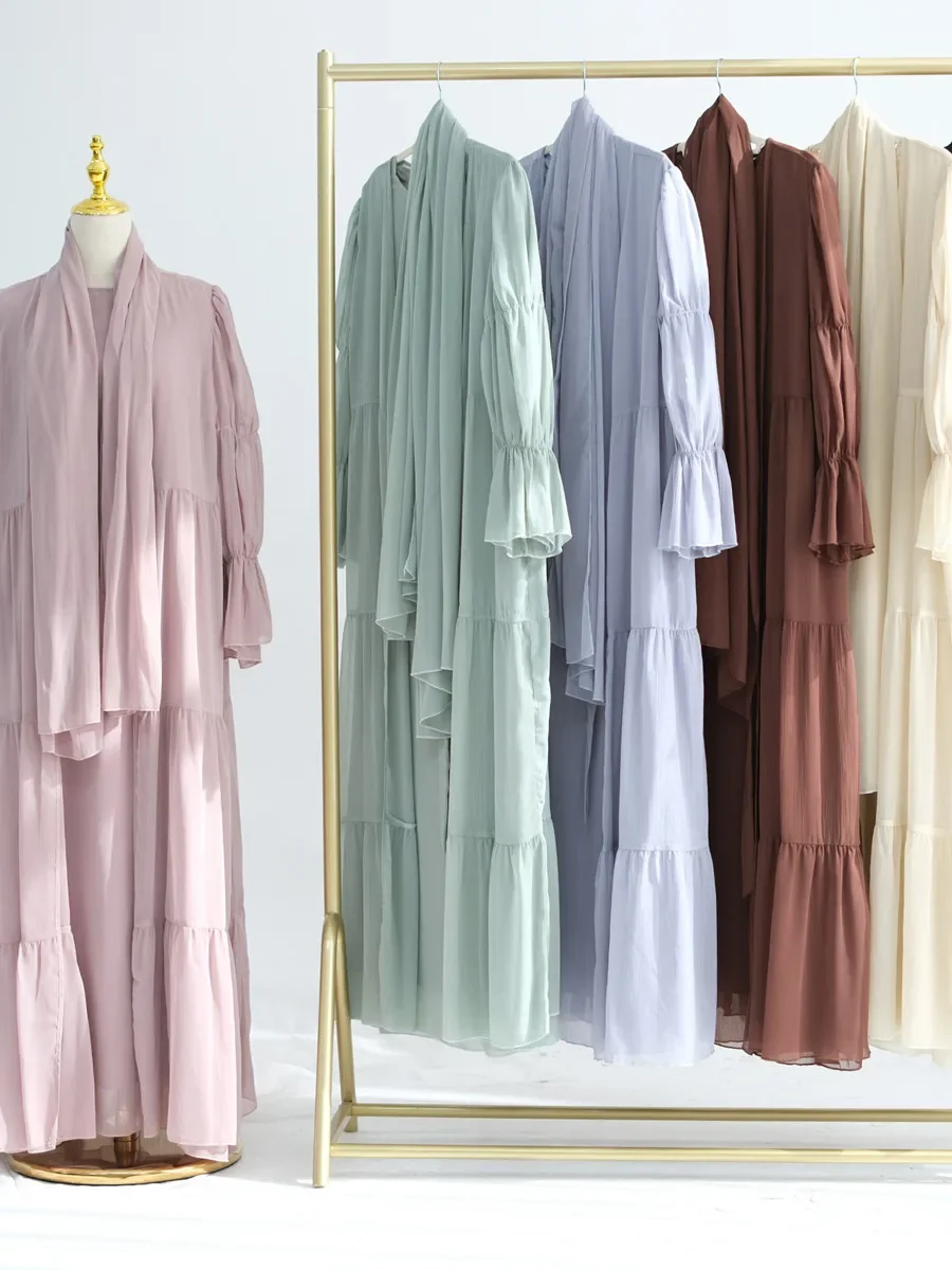 Muslim Women Dubai Abaya Chiffon Long Dresses Kimono Cardigan three-piece Ramadan Robe Femme Kaftan Islam African Clothing Set
Muslim Women Dubai Abaya Chiffon Long Dresses Kimono Cardigan three-piece Ramadan Robe Femme Kaftan Islam African Clothing Set