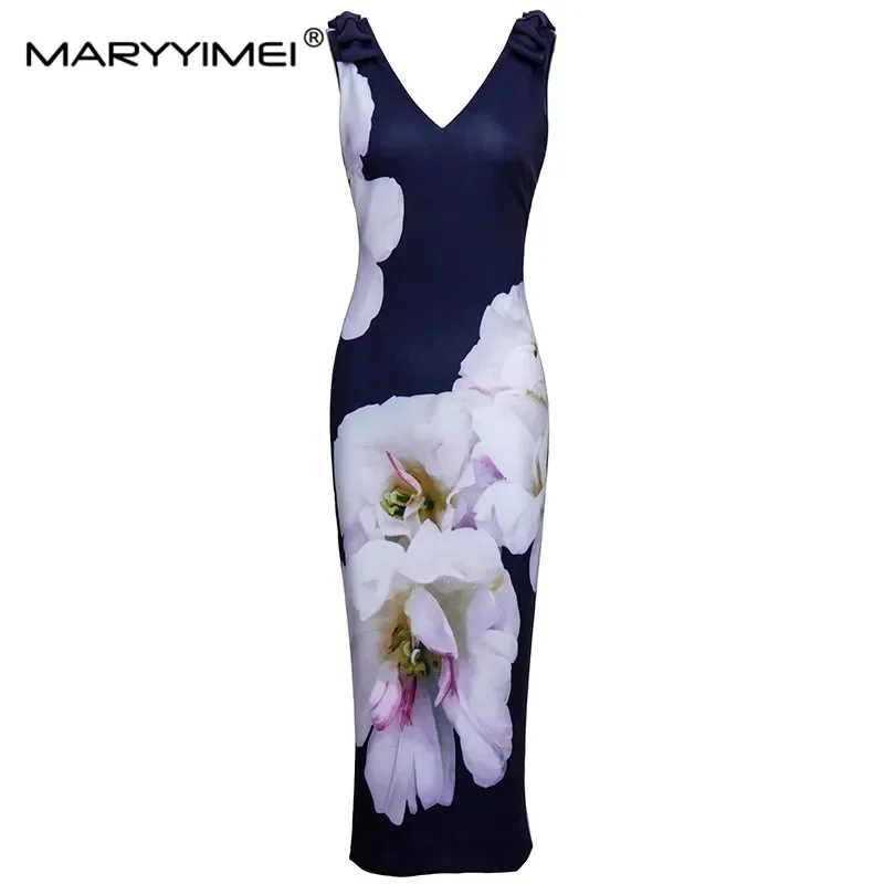MARYYIMEI Designer Summer Sexy V-Neck Sheath Dress Women's Elegant Flower Print Office Lady Tank Dresses Vestdios
MARYYIMEI Designer Summer Sexy V-Neck Sheath Dress Women's Elegant Flower Print Office Lady Tank Dresses Vestdios