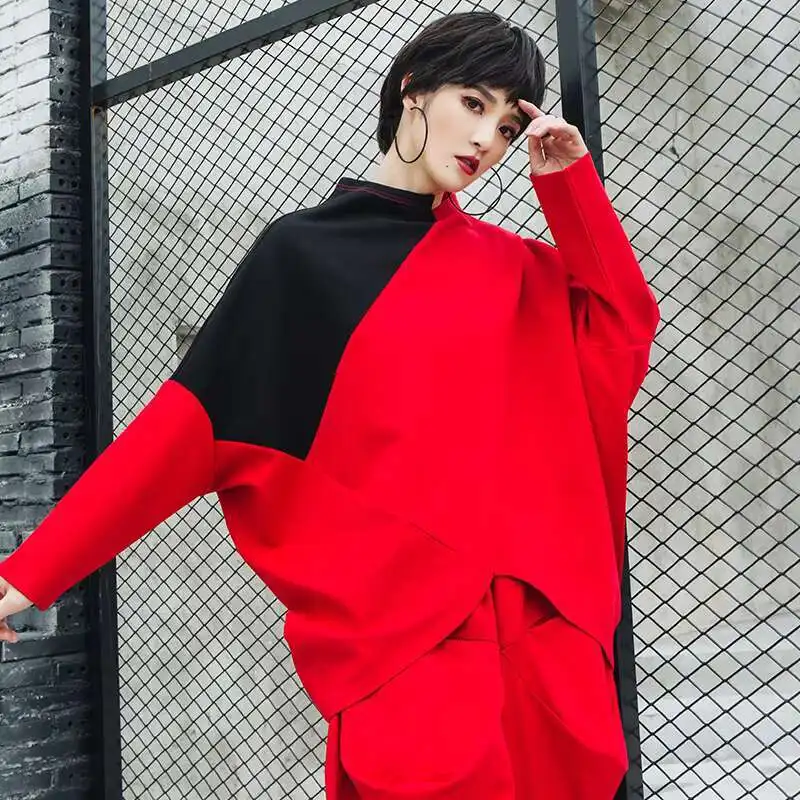 Ladies Long Sleeve T-Shirt Spring And Autumn New European And American Double Color Irregular Design Large Size T-Shirt
Ladies Long Sleeve T-Shirt Spring And Autumn New European And American Double Color Irregular Design Large Size T-Shirt