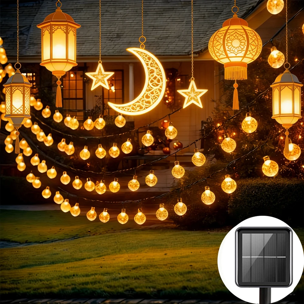 Светодиодные солнечные гирлянды 2026 Eid Mubarak для улицы, светодиодные светильники-шары с 8 режимами, садовое освещение для патио, вечеринок, декора деревьев
Светодиодные солнечные гирлянды 2026 Eid Mubarak для улицы, светодиодные светильники-шары с 8 режимами, садовое освещение для патио, вечеринок, декора деревьев