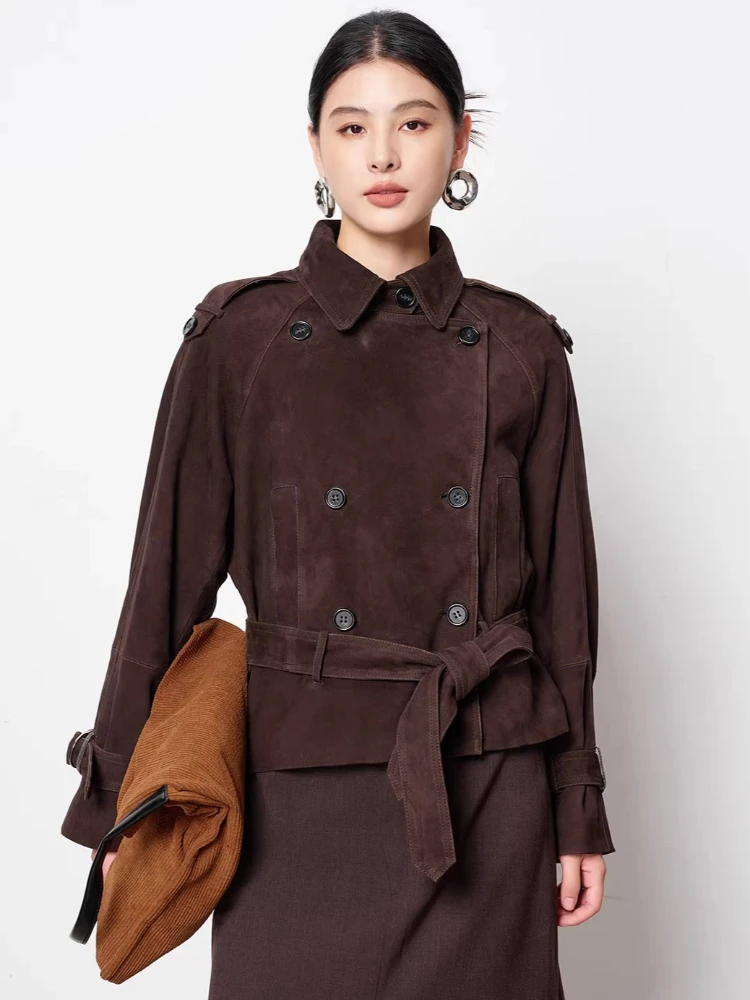 Vintage Short Genuine Leather Motorcycle Jackets for Women Spring Autumn High-end Simple Real Sheepskin Suede Coat with Belt
Vintage Short Genuine Leather Motorcycle Jackets for Women Spring Autumn High-end Simple Real Sheepskin Suede Coat with Belt