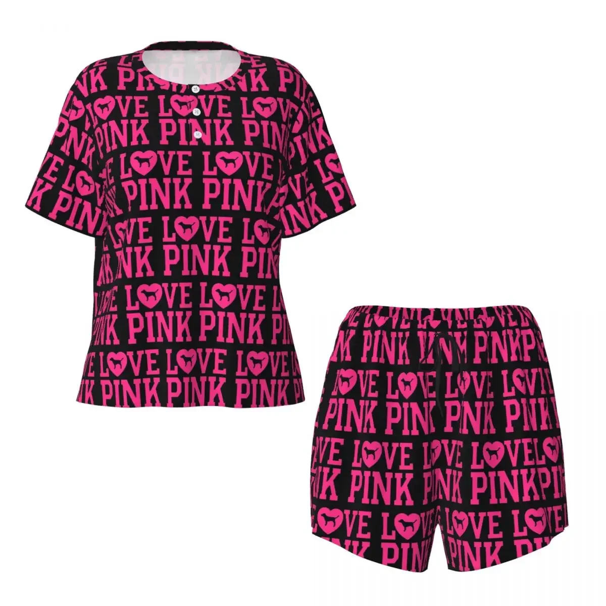 Love Pink Round Neck Short Sleeve Nightgowns for Sleeping Sleepshirts Women Soft Pajama Set Short Pants
Love Pink Round Neck Short Sleeve Nightgowns for Sleeping Sleepshirts Women Soft Pajama Set Short Pants