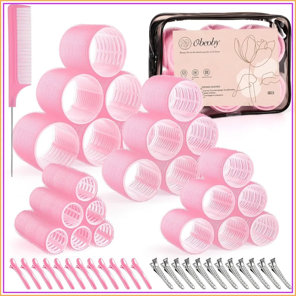 50 Pcs Self-Grip Hair Rollers Set with Clips - 4 Sizes for Long, Short Hair & Bangs (25mm-60mm) Pink
50 Pcs Self-Grip Hair Rollers Set with Clips - 4 Sizes for Long, Short Hair & Bangs (25mm-60mm) Pink