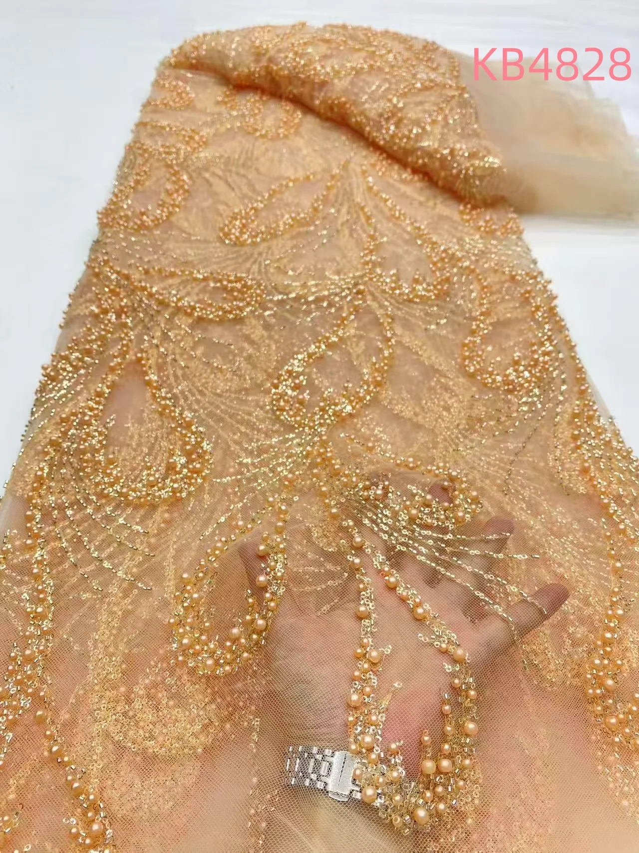 Burnt Orange Beaded Lace Fabric Nigerian Lace Fabrics 2025 White bridal Lace With Sequence French Mesh For Wedding Dress KB4828
Burnt Orange Beaded Lace Fabric Nigerian Lace Fabrics 2025 White bridal Lace With Sequence French Mesh For Wedding Dress KB4828