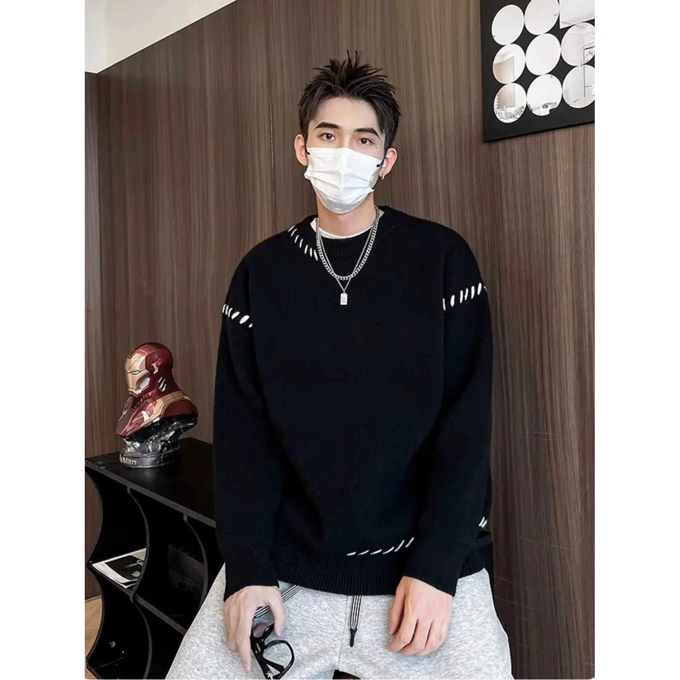 Casual Loose Men's Bla round Ne Knitwear for Teens Autumn Winter Sli Trendy Brand Simple Versatile Leisure Tead irt
Casual Loose Men's Bla round Ne Knitwear for Teens Autumn Winter Sli Trendy Brand Simple Versatile Leisure Tead irt