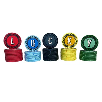 100pcs Ceramic Chips 43mm LUCKY Texas Hold 'em Chips Casino Game Coins Table Game Chip Coins Collector Coins