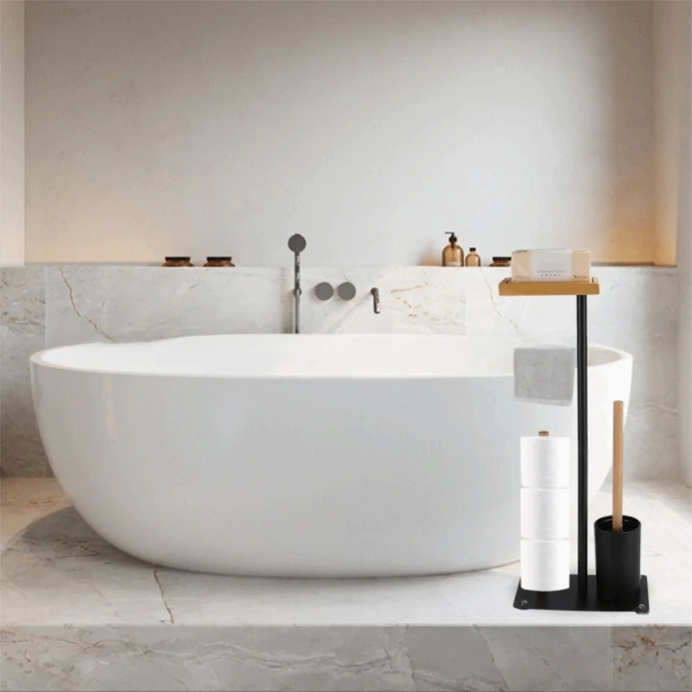 Stainless Steel Floor Standing Toilet Roll Holder Rust-proof Storage Tray Included Freestanding Tissue Dispenser
Stainless Steel Floor Standing Toilet Roll Holder Rust-proof Storage Tray Included Freestanding Tissue Dispenser