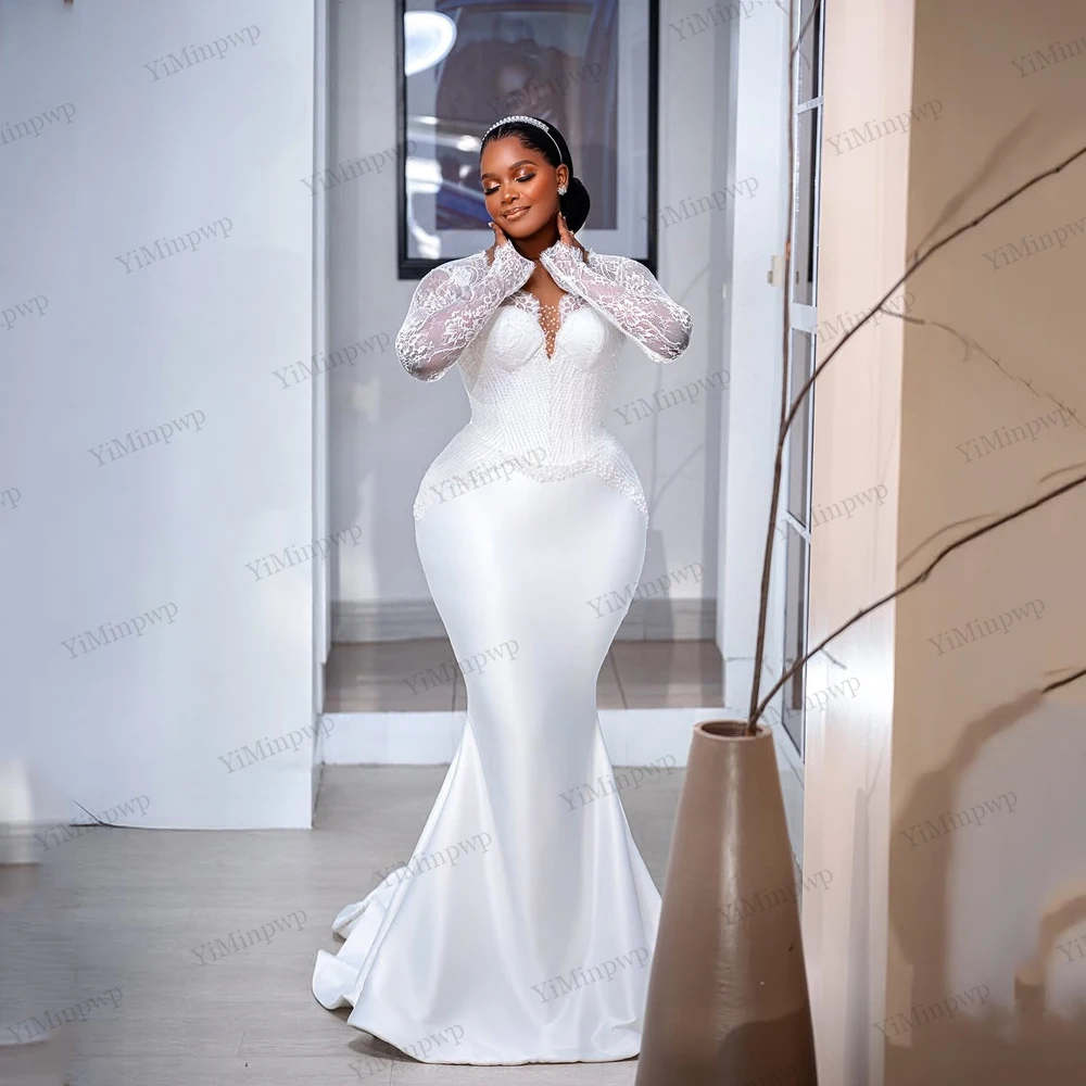 Beaded Full Sleeve Wedding Dresses Bridal 2026 Mermaid Satin vestido de novia boda civil O-Neck Crystal Bride Gowns Customized
Beaded Full Sleeve Wedding Dresses Bridal 2026 Mermaid Satin vestido de novia boda civil O-Neck Crystal Bride Gowns Customized