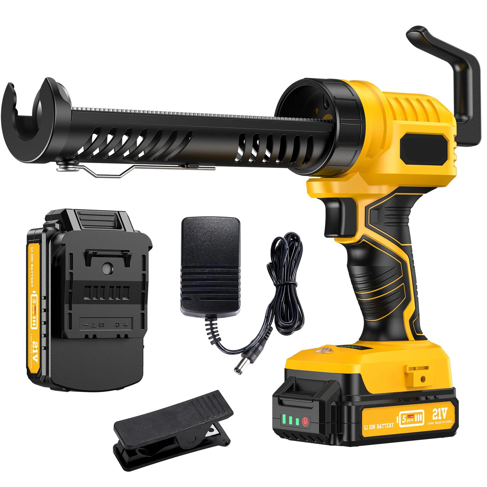 Cordless Caulking Gun 5 Adjustable Speed Electric Caulk Gun with 2.0Ah Li-Battery & Charger
Cordless Caulking Gun 5 Adjustable Speed Electric Caulk Gun with 2.0Ah Li-Battery & Charger