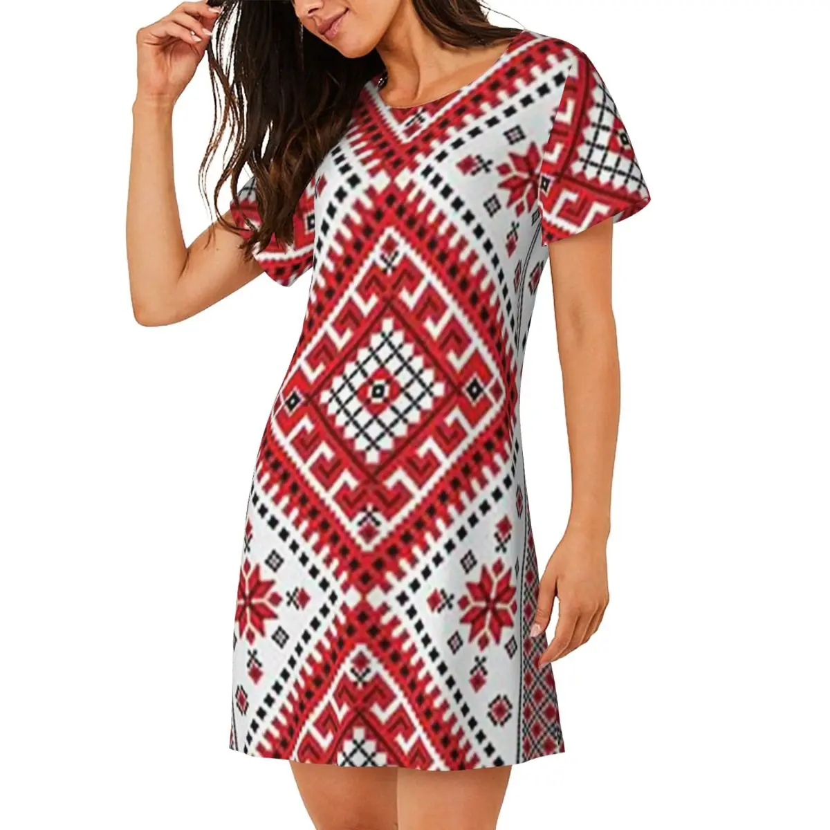 Bold Colorful Ukraine Style Vyshyvanka Embroidery Bohemian Geometric Short Sleeves Nightdress Sleeping Sleepshirts Short Sleeve
Bold Colorful Ukraine Style Vyshyvanka Embroidery Bohemian Geometric Short Sleeves Nightdress Sleeping Sleepshirts Short Sleeve