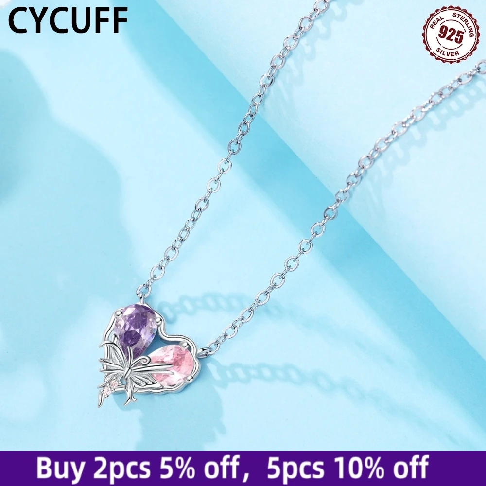 CYCUFF 2025 Real 925 Sterling Silver Necklace Purple zircon Butterfly love Necklace Women Jewelry Gift Fashion Light Luxury Diy
CYCUFF 2025 Real 925 Sterling Silver Necklace Purple zircon Butterfly love Necklace Women Jewelry Gift Fashion Light Luxury Diy
