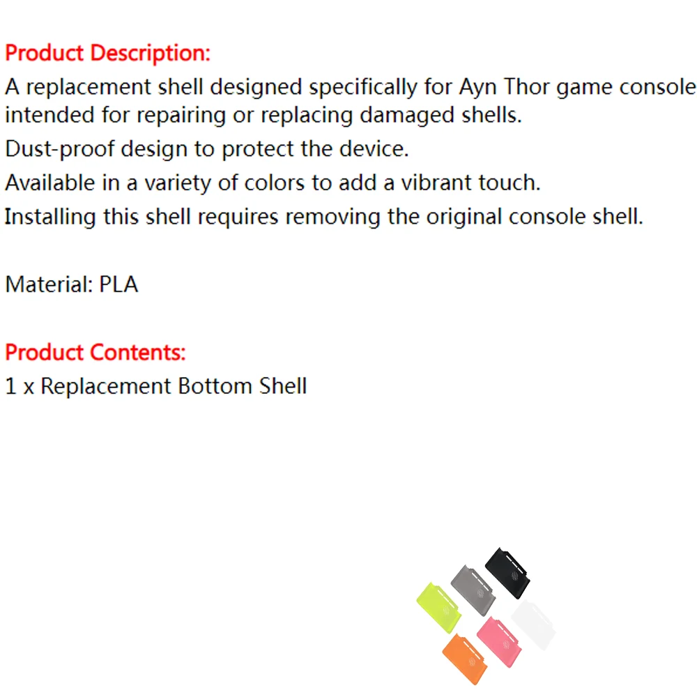 Protective Replacement Bottom Shell for Ayn Thor Game Console, Shockproof Base Cover Housing Shell Repair Accessories
Protective Replacement Bottom Shell for Ayn Thor Game Console, Shockproof Base Cover Housing Shell Repair Accessories