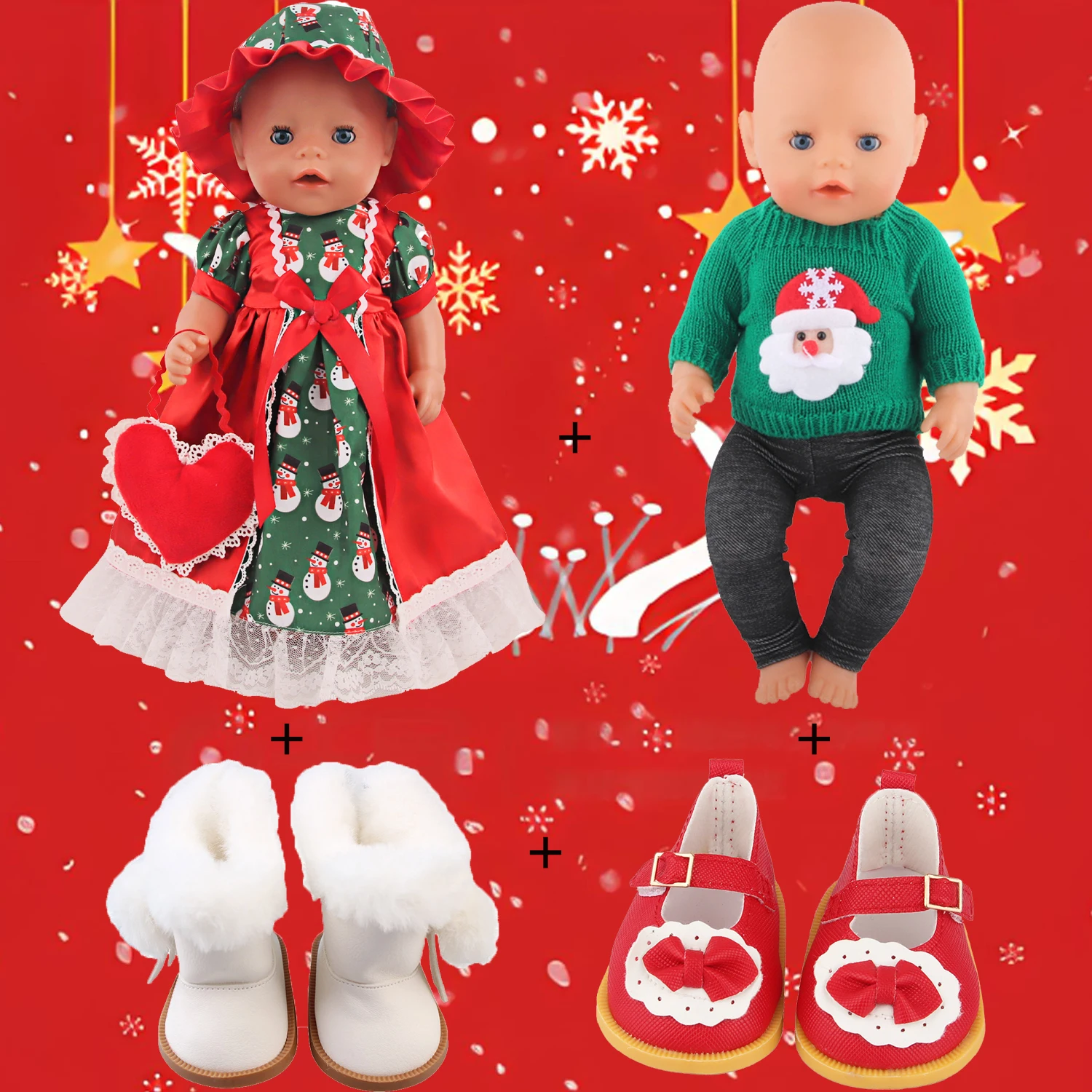 Комплект свитера Санта-Клауса + комплект платья снеговика + обувь для 18-дюймовых американских кукол, милая рождественская одежда для новорожденных кукол 43 см
Комплект свитера Санта-Клауса + комплект платья снеговика + обувь для 18-дюймовых американских кукол, милая рождественская одежда для новорожденных кукол 43 см