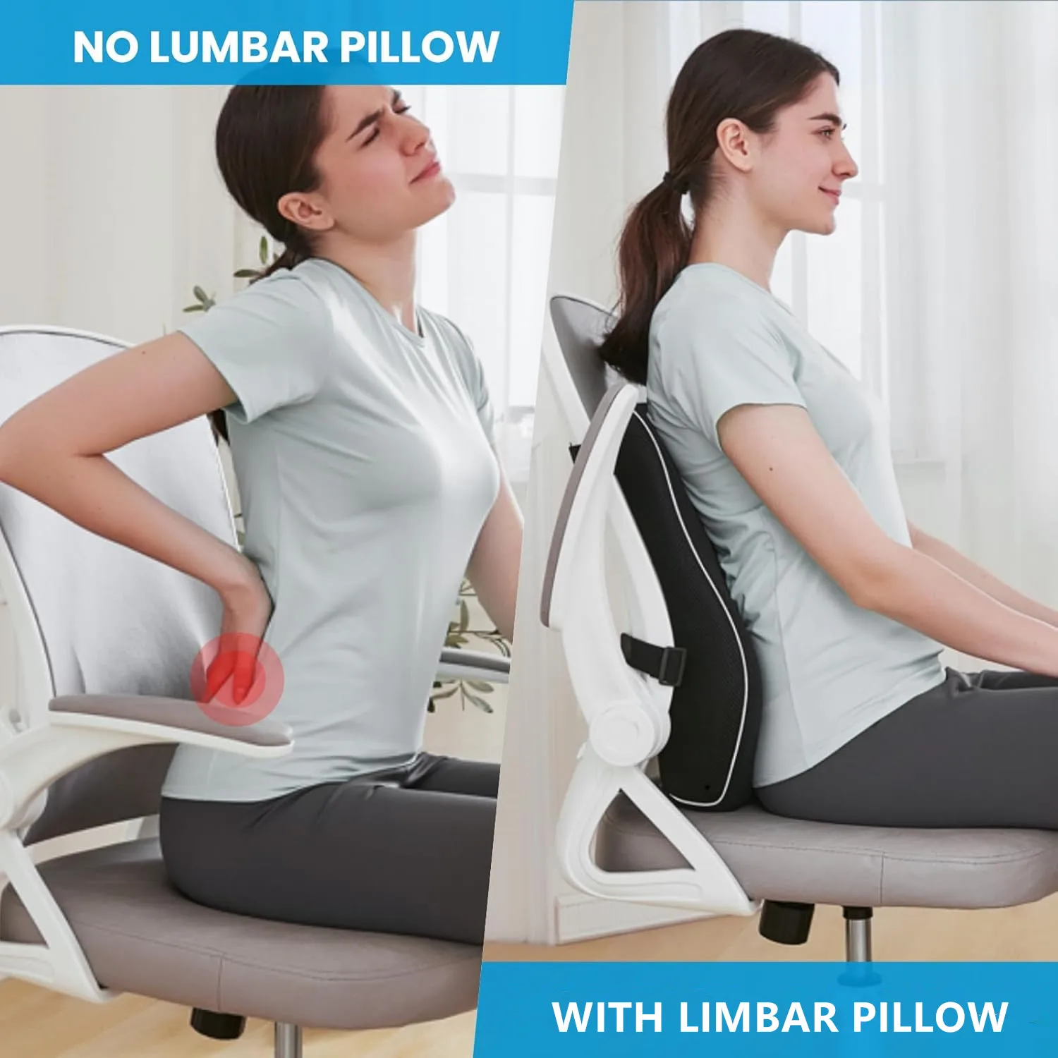 Memory Foam Lumbar Pillow for Lower Back Pain - Adjustable Support, Breathable Mesh, Universal Straps for Office Chair & Car.
Memory Foam Lumbar Pillow for Lower Back Pain - Adjustable Support, Breathable Mesh, Universal Straps for Office Chair & Car.