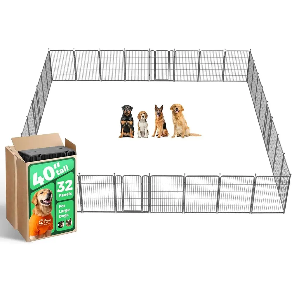 Pet Dog Playpen for Outdoor Yard, 40 Height, 32-Panel Enclosure
Pet Dog Playpen for Outdoor Yard, 40 Height, 32-Panel Enclosure