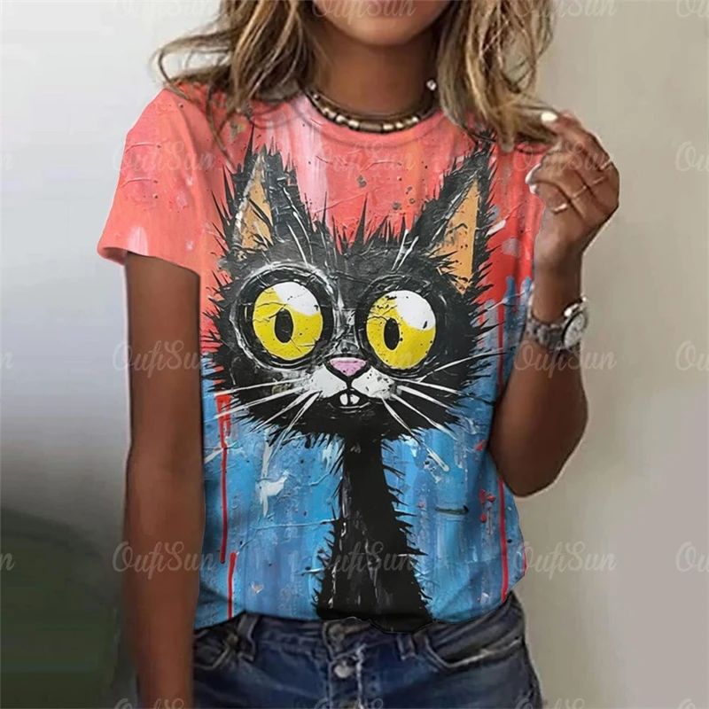 3d Print Funny Animal Graphic T-shirt For Women Cute Cat Painting Loose Short Sleeve T Shirts Summer Leisure Fashion Oversized
3d Print Funny Animal Graphic T-shirt For Women Cute Cat Painting Loose Short Sleeve T Shirts Summer Leisure Fashion Oversized