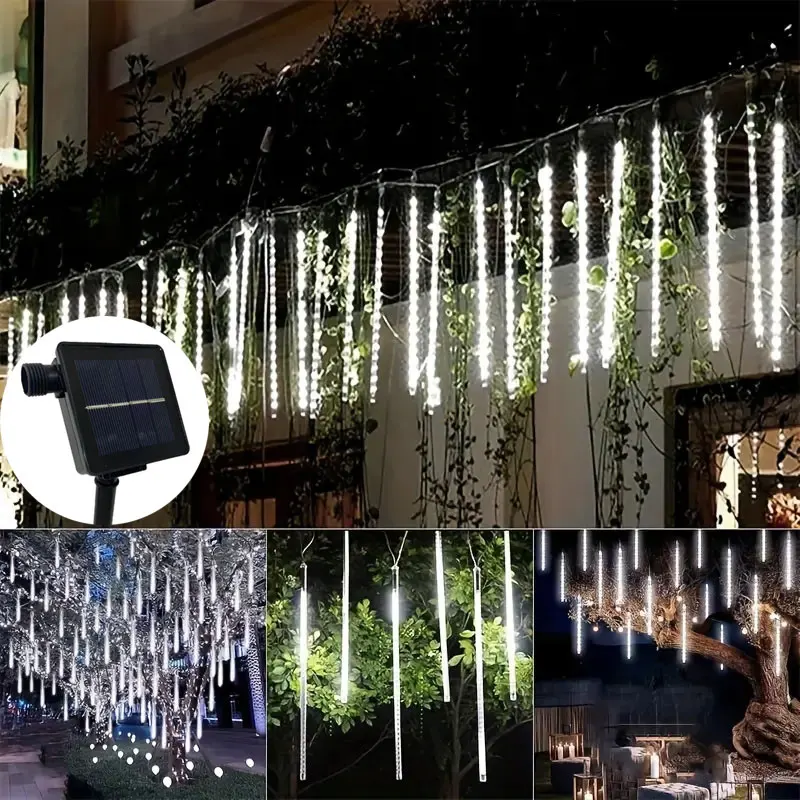 Solar LED Meteor Shower Lights Falling Rain Drop Fairy String Light Waterproof for Christmas Party Garden Holiday Decorations
Solar LED Meteor Shower Lights Falling Rain Drop Fairy String Light Waterproof for Christmas Party Garden Holiday Decorations