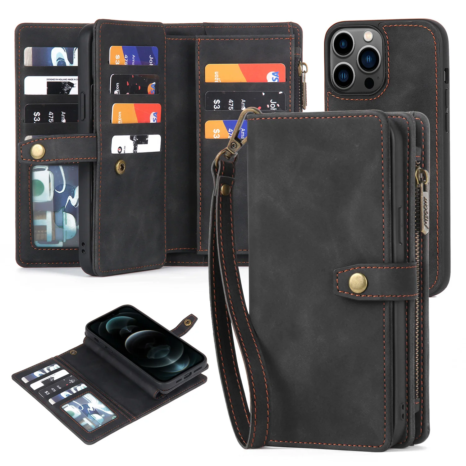 Zipper leather wallet case for iPhone 12 Pro Max, magnetic buckle, closed shockproof Phone case for iPhone 12 Pro Max
Zipper leather wallet case for iPhone 12 Pro Max, magnetic buckle, closed shockproof Phone case for iPhone 12 Pro Max
