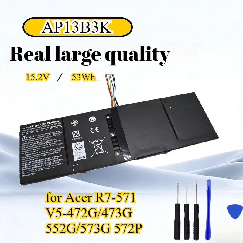 AP13B3K AP13B4K 15.2V 53Wh 4400mAh Li-ion Laptop Battery for Acer R7-571 V5-472G/473G 552G/573G 572P with Tools
AP13B3K AP13B4K 15.2V 53Wh 4400mAh Li-ion Laptop Battery for Acer R7-571 V5-472G/473G 552G/573G 572P with Tools