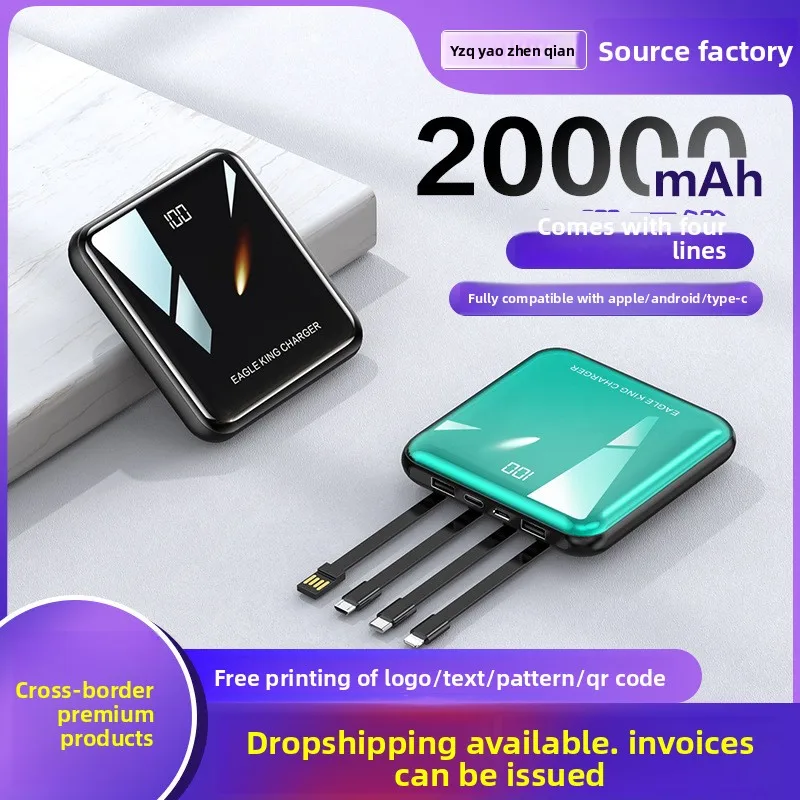 Зеркальный внешний аккумулятор емкостью 20000 мАч, мини-портативный, большой емкости, с четырьмя проводами Power Bank, подходящий для большинства электроники
Зеркальный внешний аккумулятор емкостью 20000 мАч, мини-портативный, большой емкости, с четырьмя проводами Power Bank, подходящий для большинства электроники