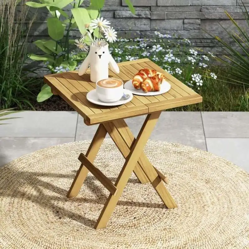 Teak Wood Square Coffee Table with X-shaped Legs and Slatted Tabletop
Teak Wood Square Coffee Table with X-shaped Legs and Slatted Tabletop