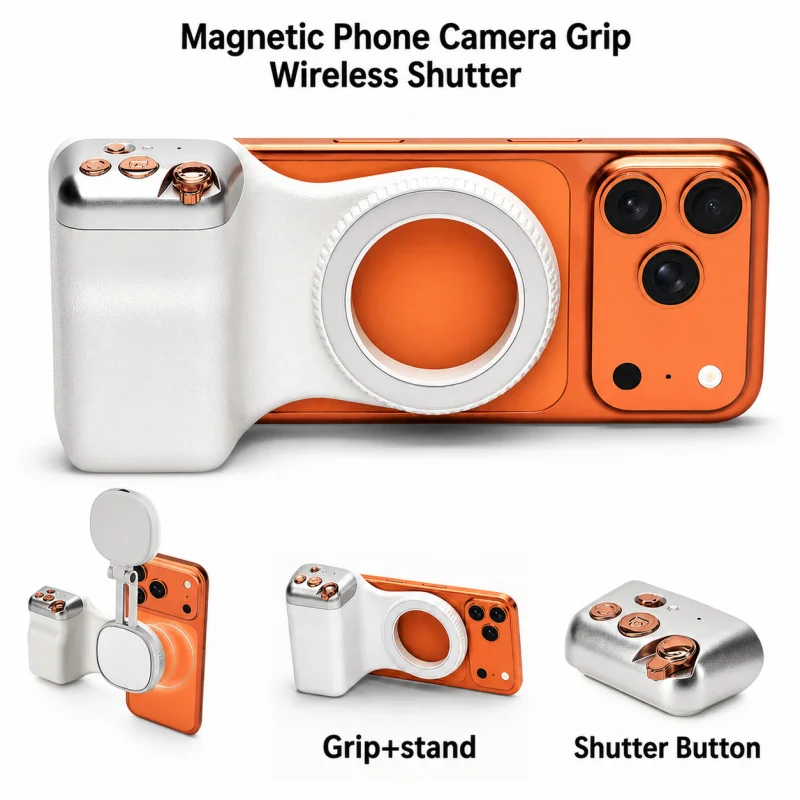 Magnetic Smartphone Camera Grip Wireless Shutter Universal Photo Stand Selfie Handle for iPhone Android Vlog
Magnetic Smartphone Camera Grip Wireless Shutter Universal Photo Stand Selfie Handle for iPhone Android Vlog