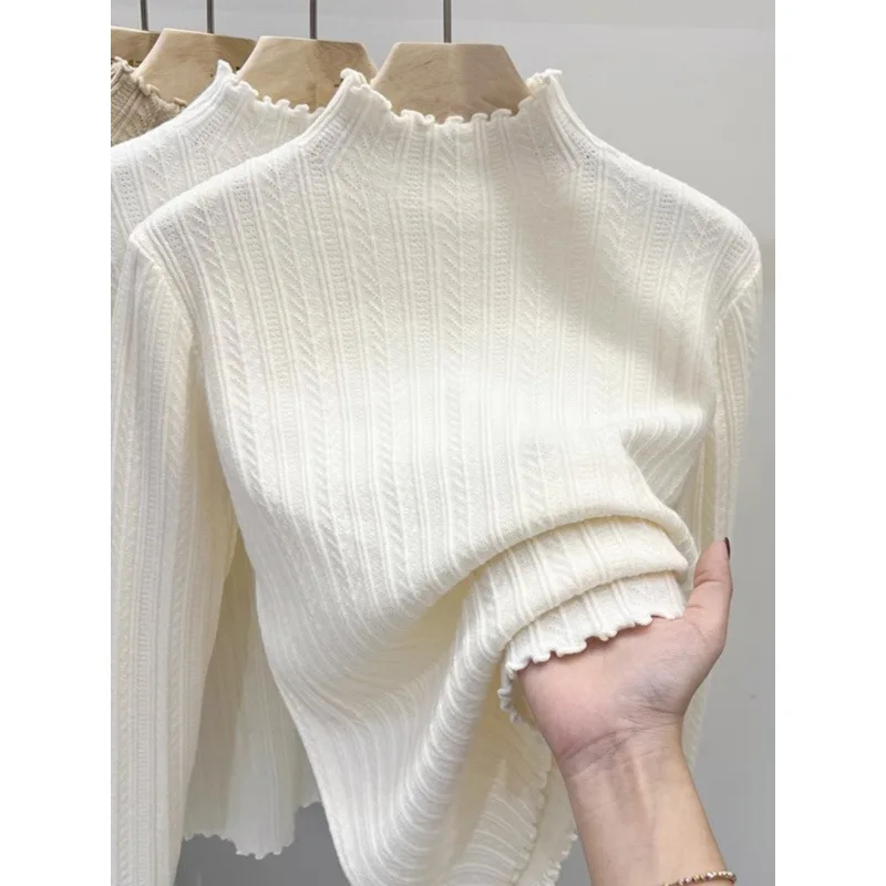 Women's Knitted Sweater with Wood Grain Half High Collar Inner Wear White Base Layer Top for Autumn And Winter
Women's Knitted Sweater with Wood Grain Half High Collar Inner Wear White Base Layer Top for Autumn And Winter