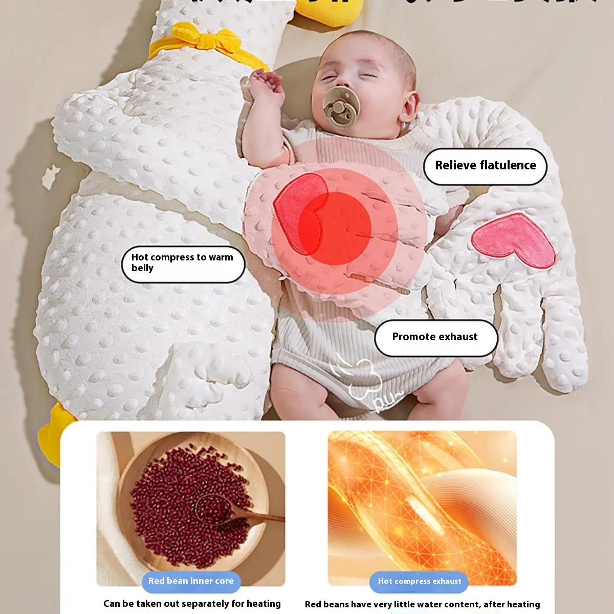 Baby Gas Relief Pillow Large White Goose Shape Calms Infant Helps Sleep Reduces Colic Soft Hypoallergenic Material
Baby Gas Relief Pillow Large White Goose Shape Calms Infant Helps Sleep Reduces Colic Soft Hypoallergenic Material