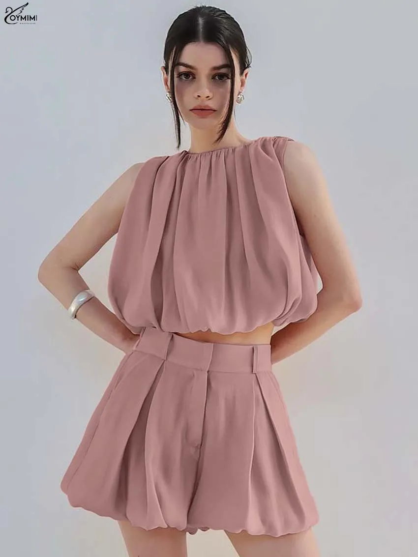 Oymimi Повседневный розовый женский комплект из 2 предметов, модные укороченные топы без рукавов с круглым вырезом и карманами со средней талией, плиссированные мини-юбки, комплекты
Oymimi Повседневный розовый женский комплект из 2 предметов, модные укороченные топы без рукавов с круглым вырезом и карманами со средней талией, плиссированные мини-юбки, комплекты