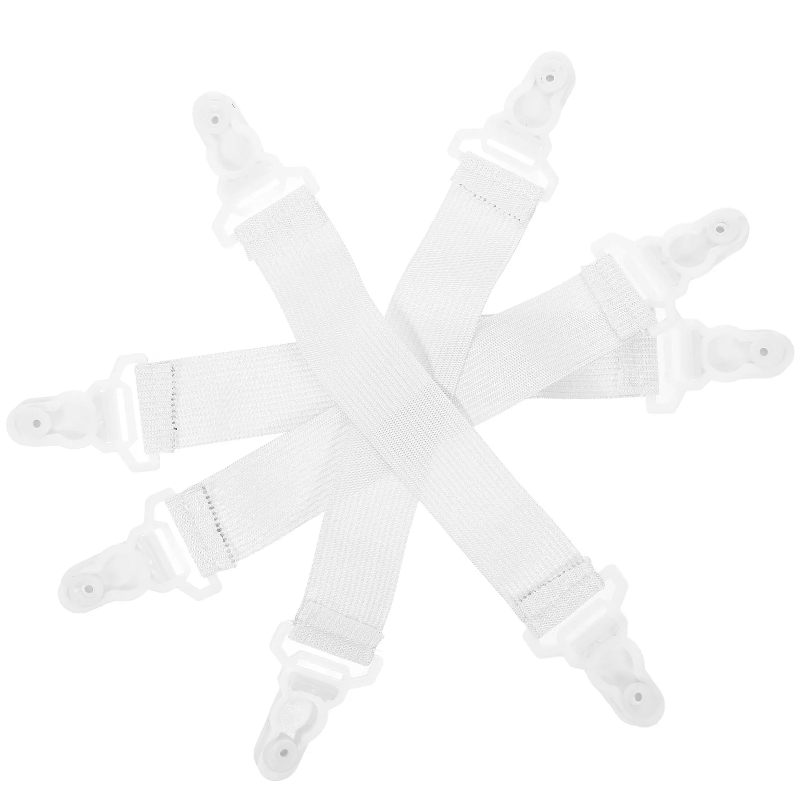 4pcs Garter Style Elastic Bed Sheet Grippers Garter Fastener Straps with Rubber Button Hook & Clasp (White)
4pcs Garter Style Elastic Bed Sheet Grippers Garter Fastener Straps with Rubber Button Hook & Clasp (White)