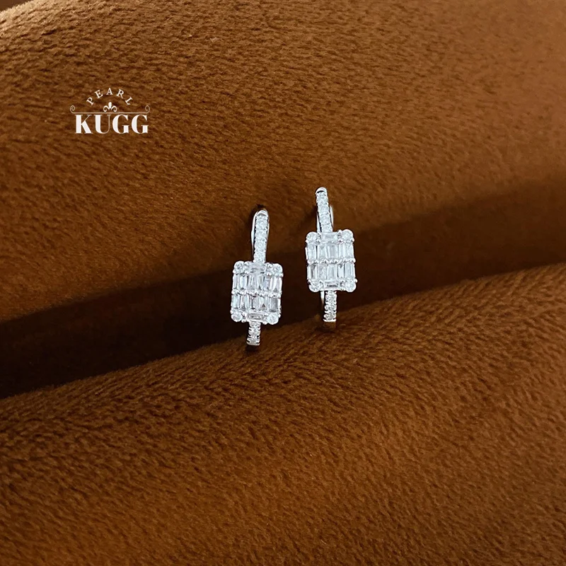 KUGG 100% 18K White Gold Earrings Fashion Geometric Design Real Natural Diamond Hoop Earrings for Women High Birthday Gift
KUGG 100% 18K White Gold Earrings Fashion Geometric Design Real Natural Diamond Hoop Earrings for Women High Birthday Gift