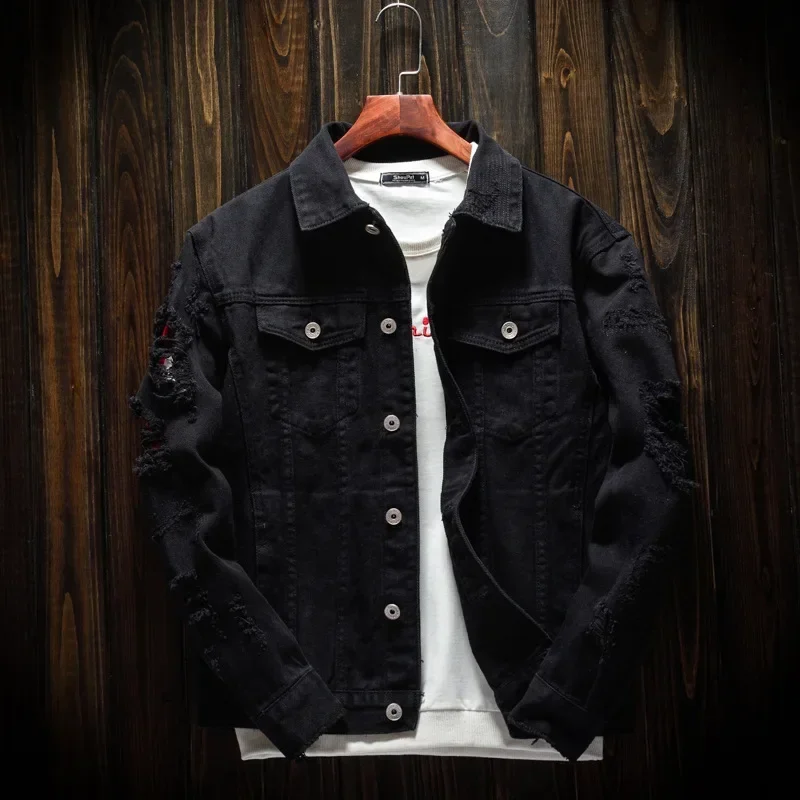 LIBIELIY Spring Autumn New Fashion Men's Plus Size Hole Patched Loose Black Solid Color Jean Jacket Casual Trendy Multi Pocket
LIBIELIY Spring Autumn New Fashion Men's Plus Size Hole Patched Loose Black Solid Color Jean Jacket Casual Trendy Multi Pocket