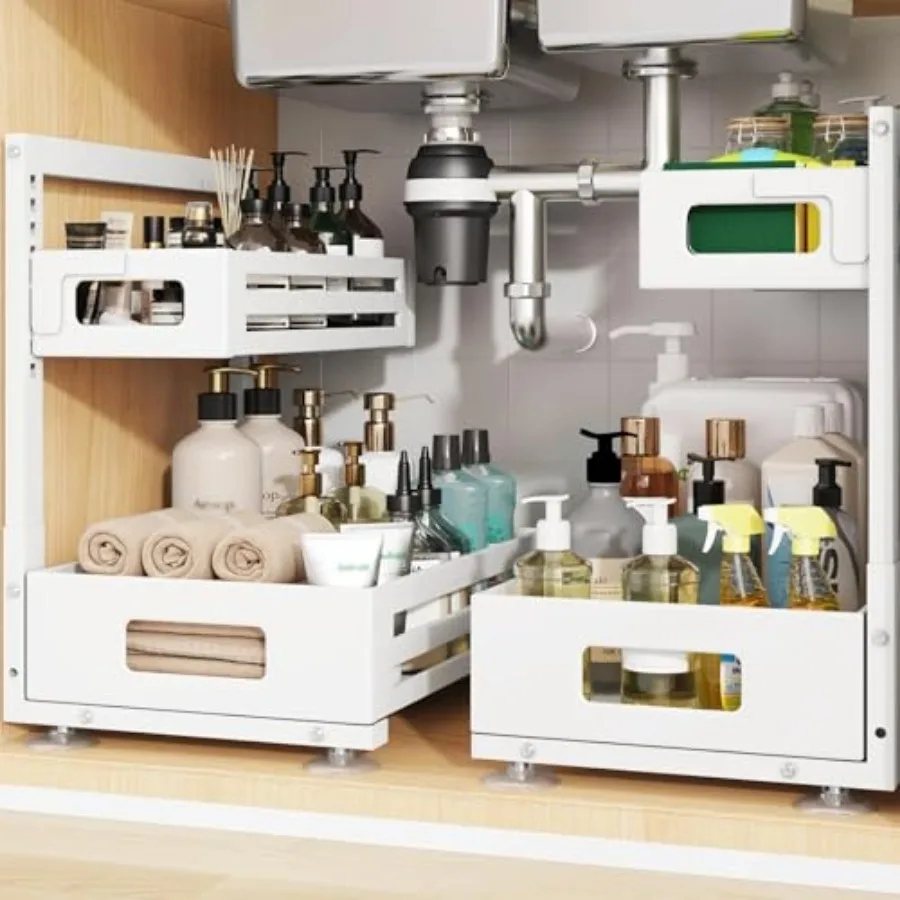 2 Pack Under Sink Organizer, Pull Out Cabinet Organizer With Smooth Cylindrical Rail, Metal Slide Out Drawer for Kitchen Bathro
2 Pack Under Sink Organizer, Pull Out Cabinet Organizer With Smooth Cylindrical Rail, Metal Slide Out Drawer for Kitchen Bathro