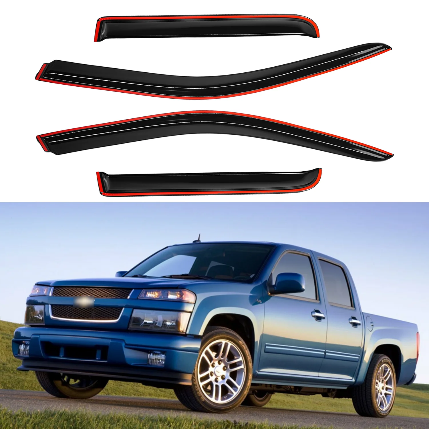 For Chevrolet Colorado 4-Door Crew Cab Pickup 2004-2012 / GMC Canyon 4-Door Crew Cab Pickup 2004-2012 Tinted Window Deflectors 4pcs Set Exterior Rain Guards No Drain Channels
For Chevrolet Colorado 4-Door Crew Cab Pickup 2004-2012 / GMC Canyon 4-Door Crew Cab Pickup 2004-2012 Tinted Window Deflectors 4pcs Set Exterior Rain Guards No Drain Channels