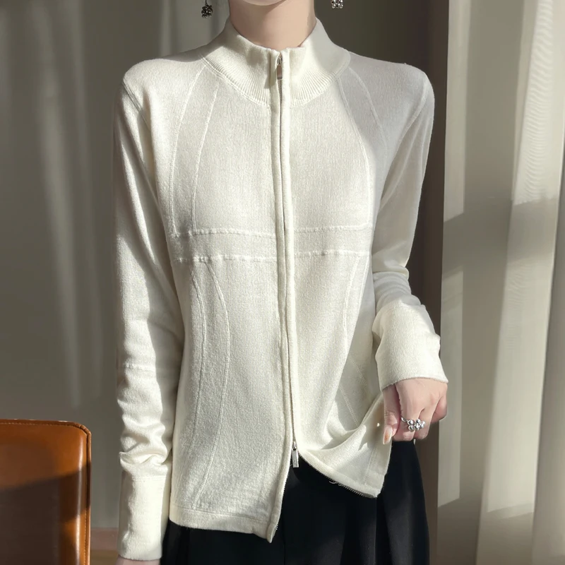 2025 Spring Collection Women's Merino Wool Sweater - Soft Half High Collar Cardigan with Long Sleeves and Zipper - Fashionable C
2025 Spring Collection Women's Merino Wool Sweater - Soft Half High Collar Cardigan with Long Sleeves and Zipper - Fashionable C