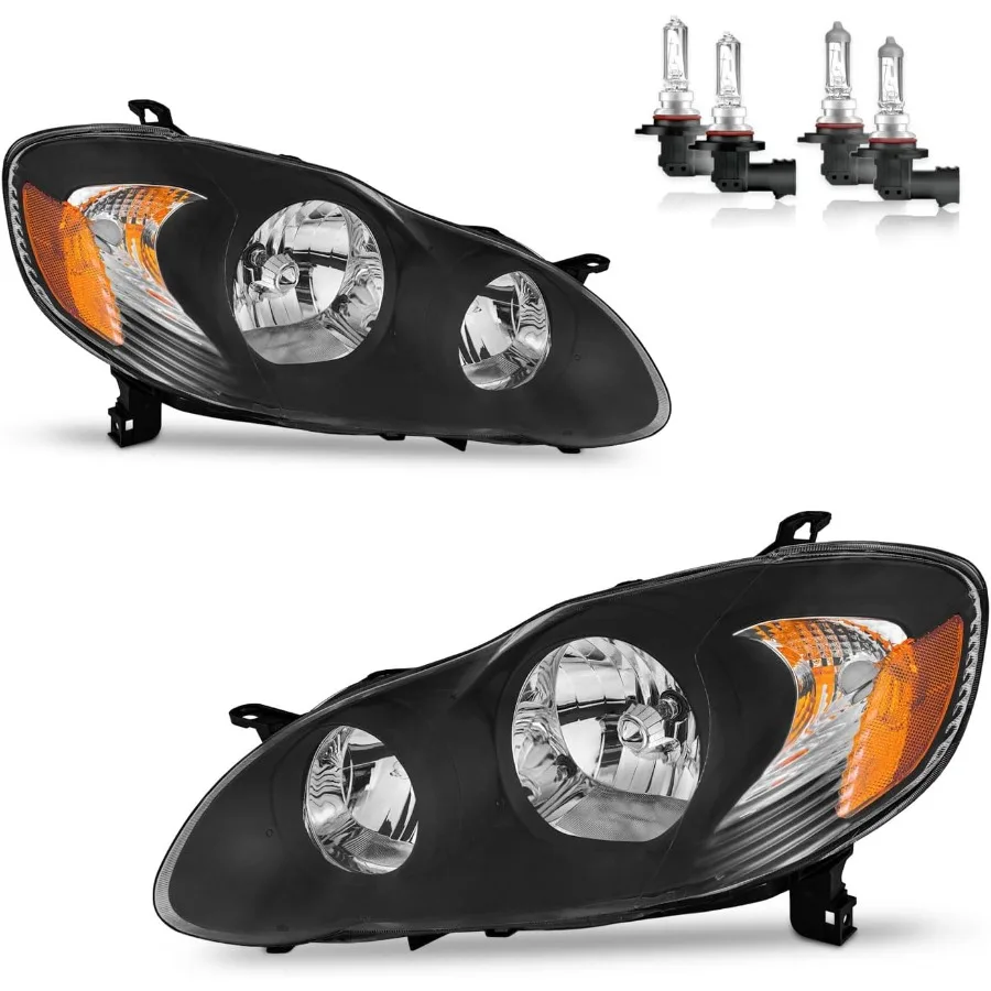 Headlights Assembly for 2003-2008 Corolla Headlamp Replacement Clear Lens Black Housing Amber Reflector Driver and Passenger Si
Headlights Assembly for 2003-2008 Corolla Headlamp Replacement Clear Lens Black Housing Amber Reflector Driver and Passenger Si