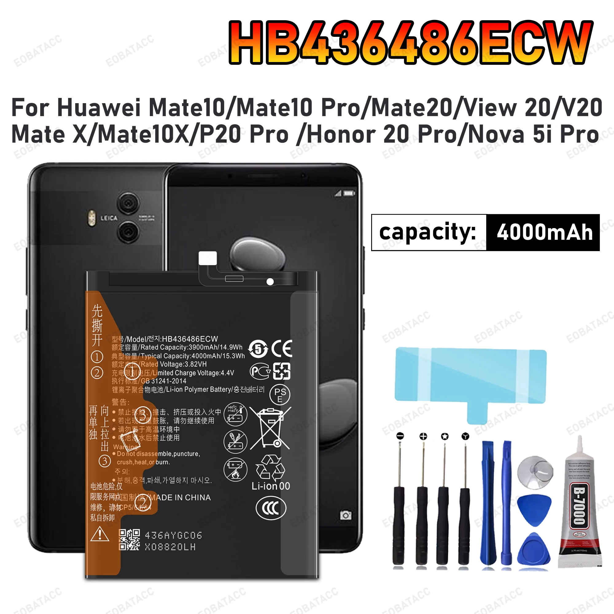100% New High Quanlity HB436486ECW Battery For Huawei Mate 10 Mate 10 Pro /P20 Pro AL00 L09 L29 TL00 Batteries +Tools
100% New High Quanlity HB436486ECW Battery For Huawei Mate 10 Mate 10 Pro /P20 Pro AL00 L09 L29 TL00 Batteries +Tools