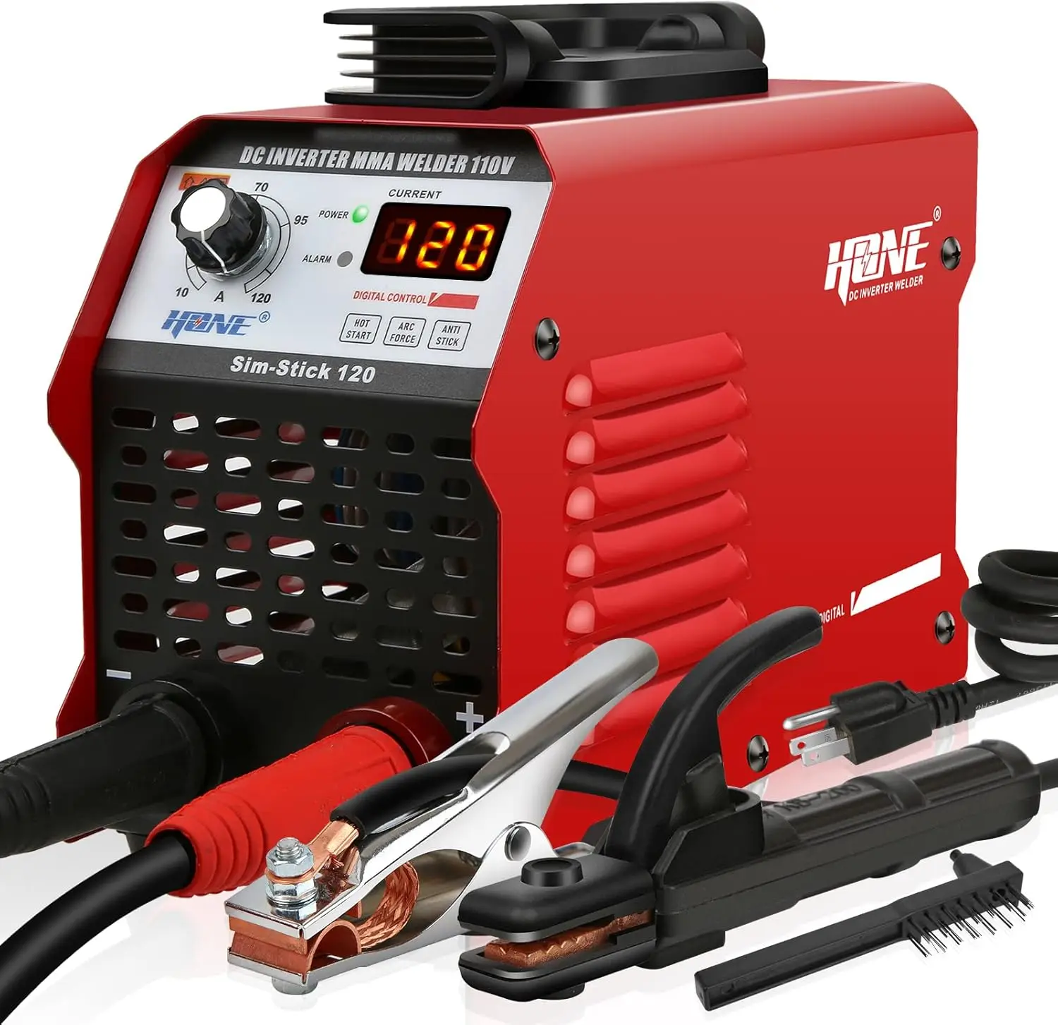 Smart Portable Welder 120Amp with Hot Start, Arc Force, Anti-Stick for Steel and Iron, Digital IGBT Inverter LCD Display
Smart Portable Welder 120Amp with Hot Start, Arc Force, Anti-Stick for Steel and Iron, Digital IGBT Inverter LCD Display