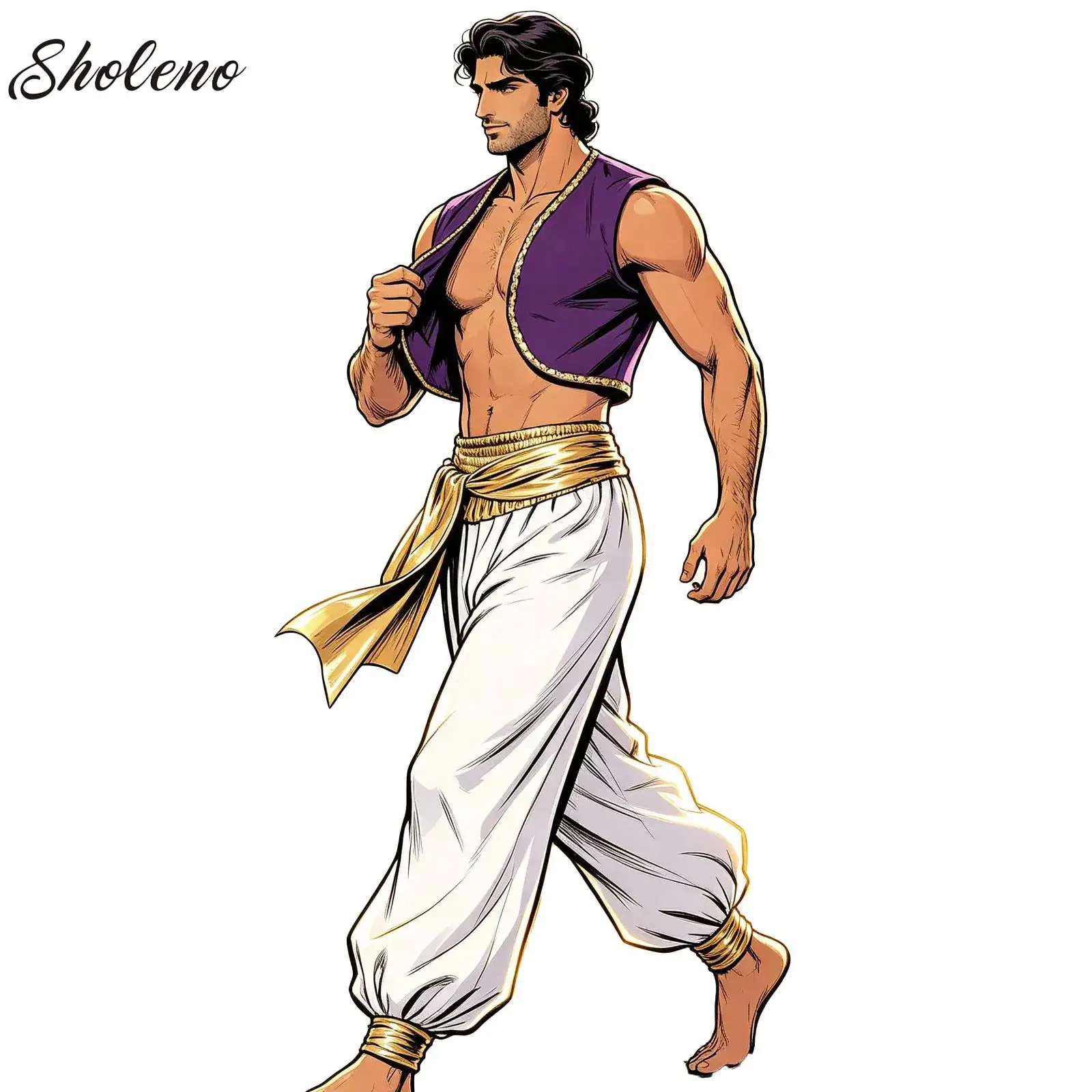 Mens Arabian Prince Captain Cosplay Costume Halloween Metallic Shiny Trim Open Front Vest Tops with Belted Long Pants Outfits
Mens Arabian Prince Captain Cosplay Costume Halloween Metallic Shiny Trim Open Front Vest Tops with Belted Long Pants Outfits
