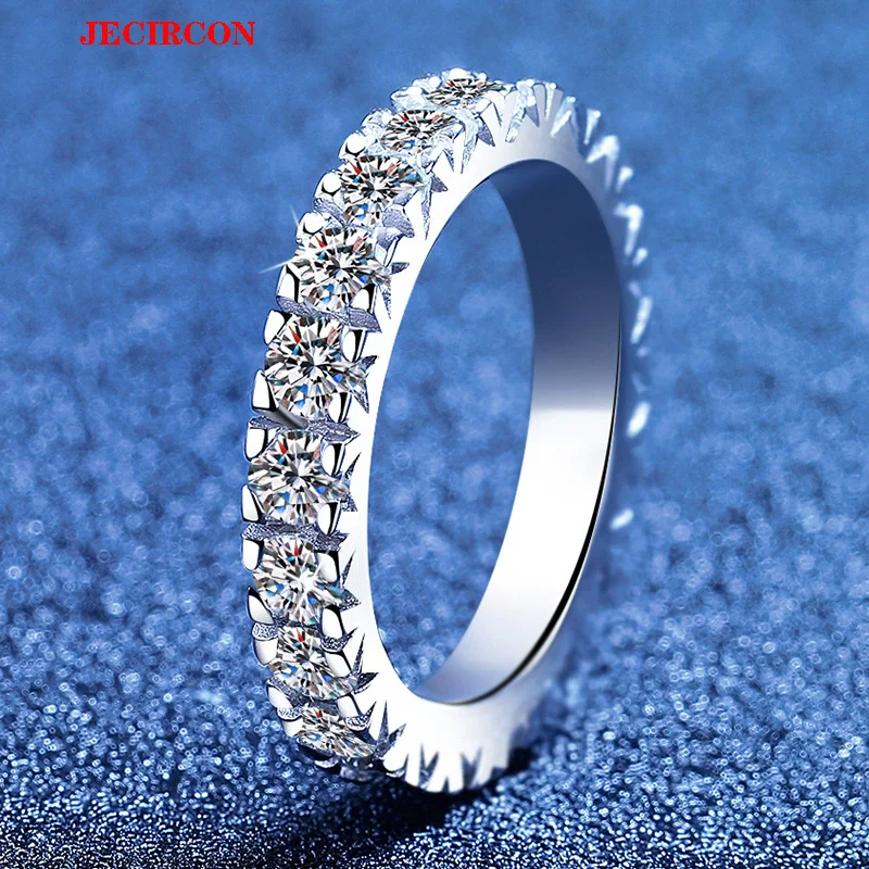 JECIRCON S925 Sterling Silver Full Pave Moissanite Ring, 0.1 Carat Stones Each Unisex Luxury Accessory, Europe & America Trendy
JECIRCON S925 Sterling Silver Full Pave Moissanite Ring, 0.1 Carat Stones Each Unisex Luxury Accessory, Europe & America Trendy